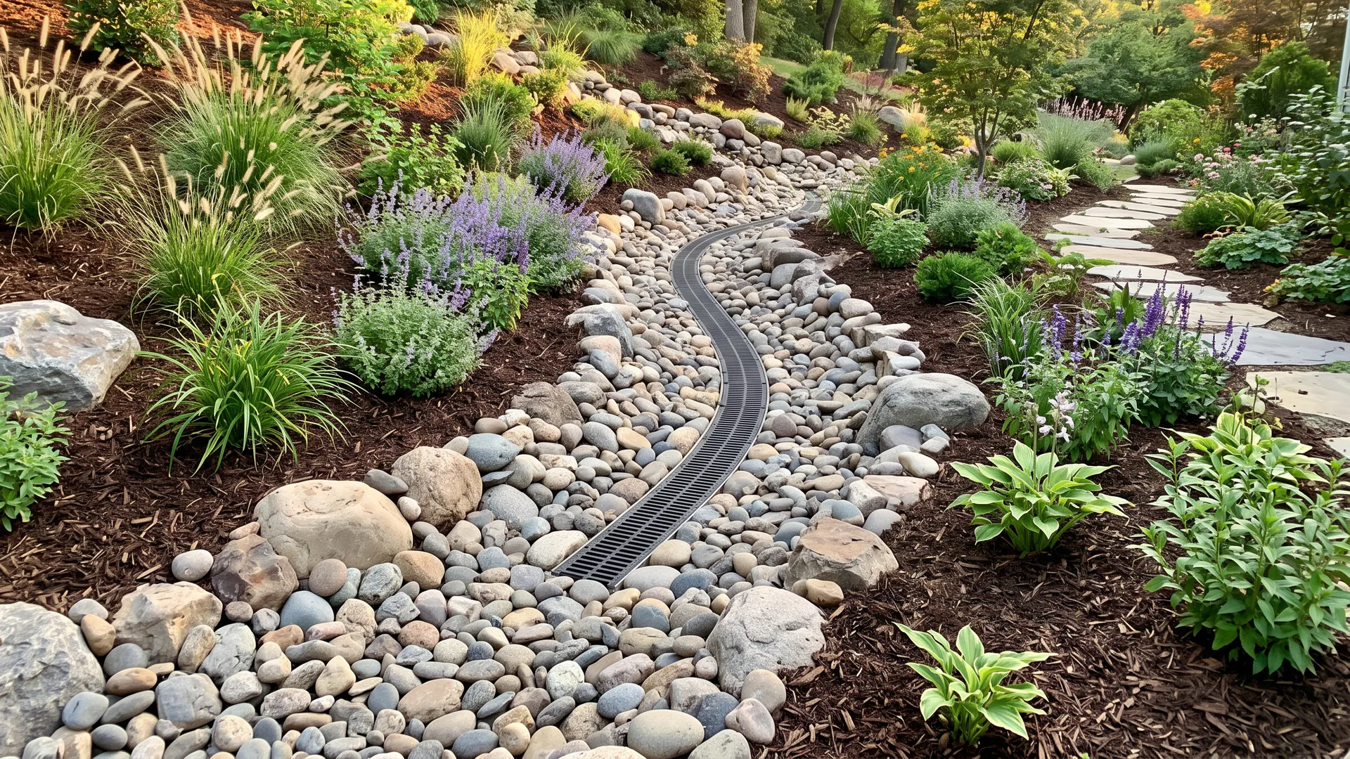 Sample concept illustrating the install and grade step of drainage solutions