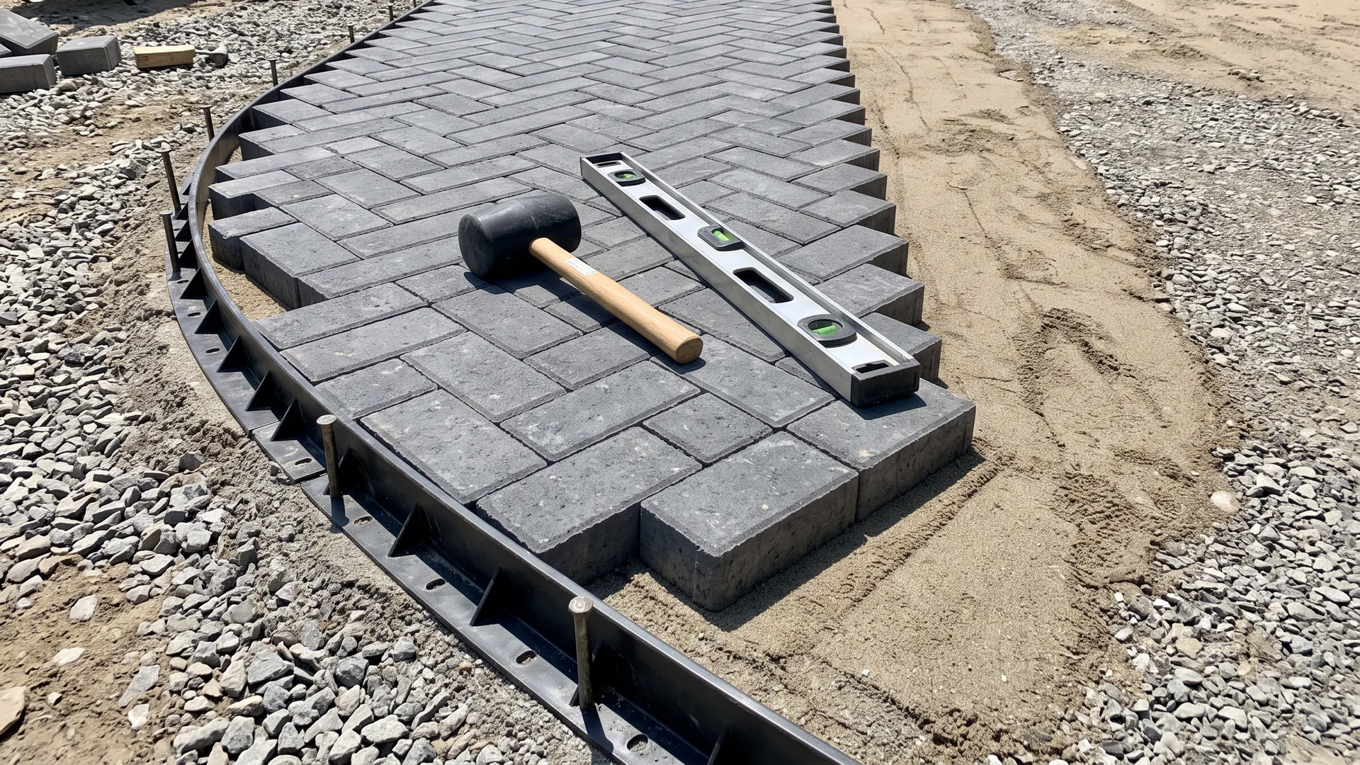 Sample concept illustrating the base and compaction step of hardscape installation