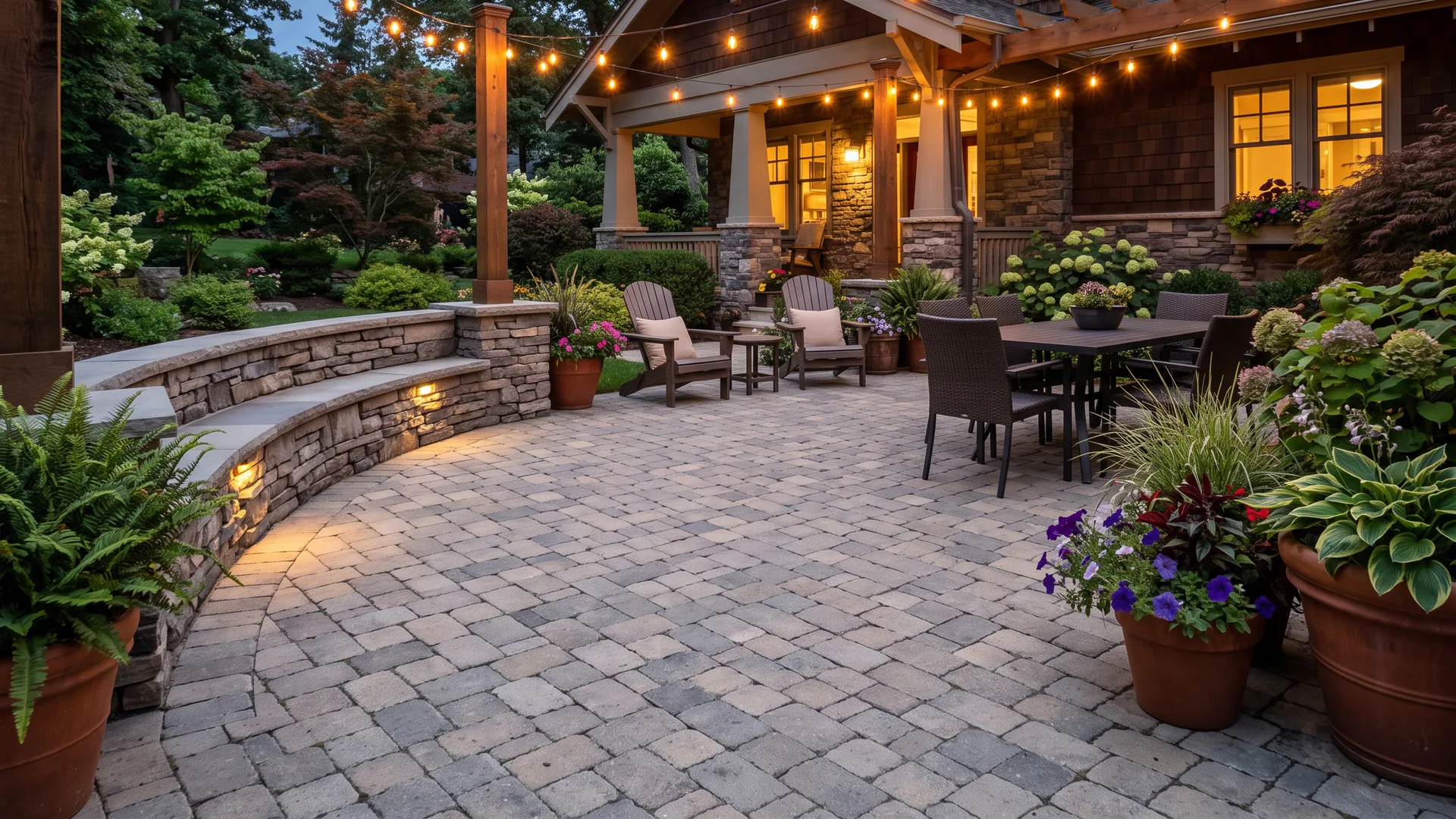 Sample concept illustrating the setting units step of hardscape installation