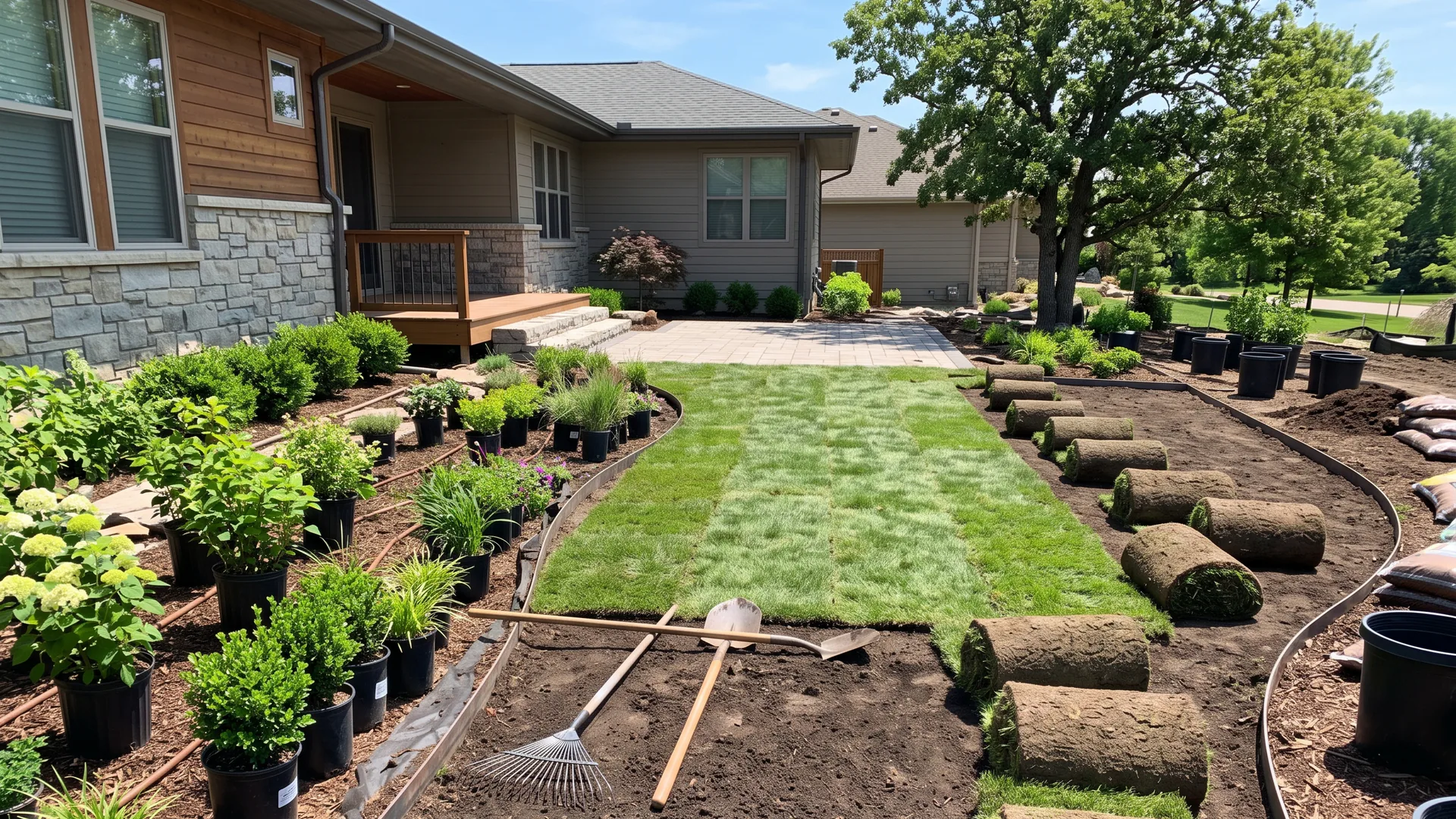 Sample concept illustrating the grading and soil prep step of landscape installation