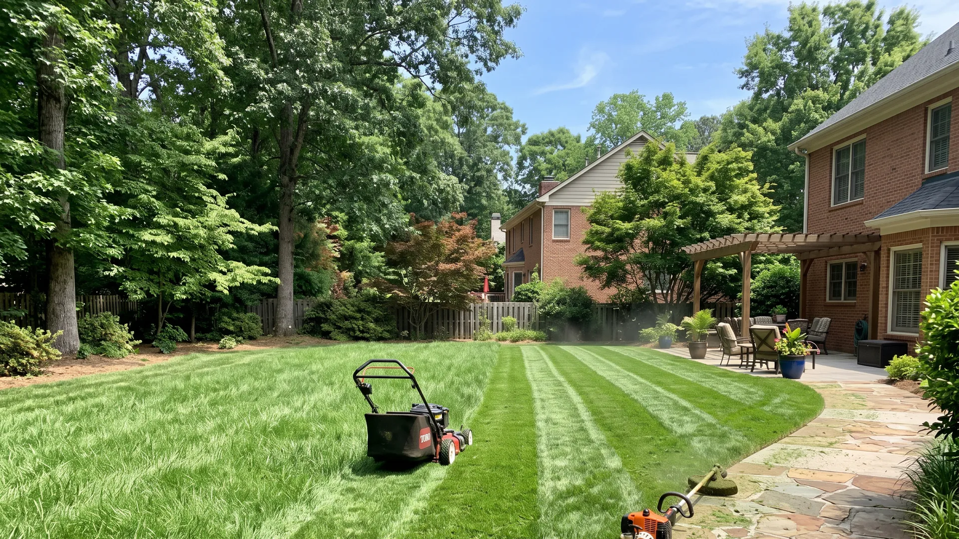 Sample concept illustrating the weekly service step of lawn maintenance