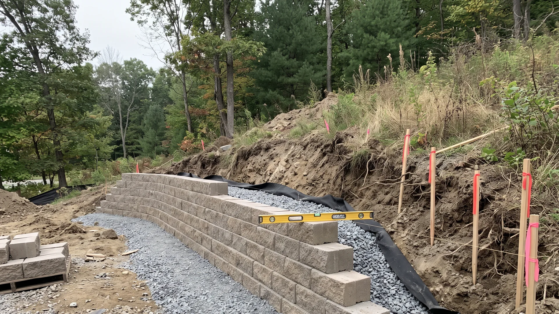 Sample concept illustrating the wall design and drainage plan step of retaining walls